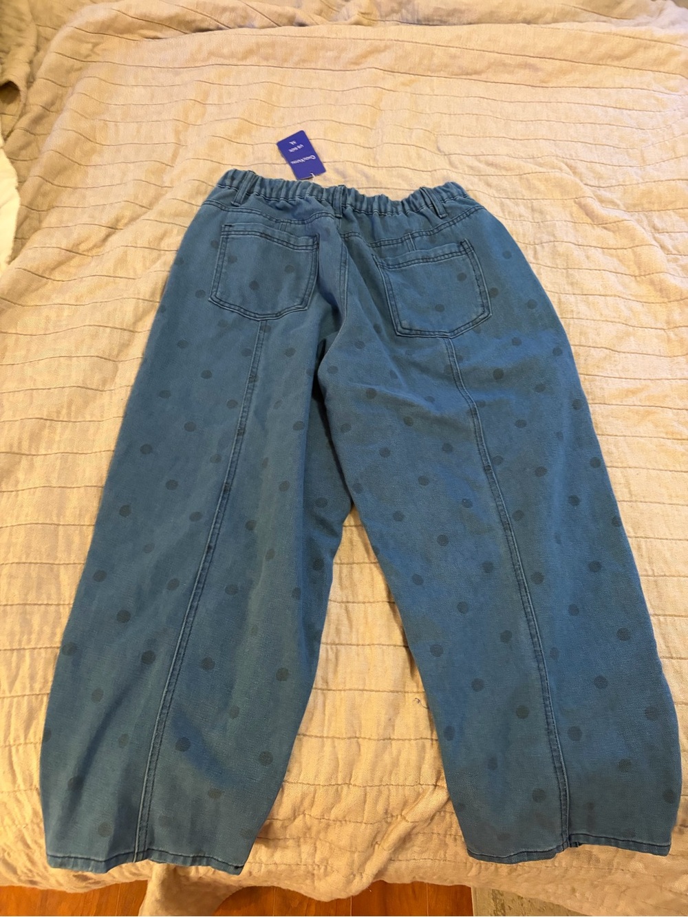 Trendy polka dot barrel leg jeans